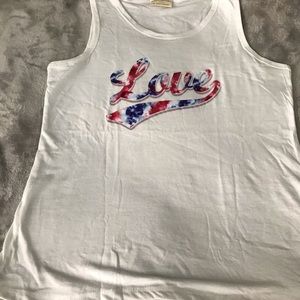 White tank top with Love on front